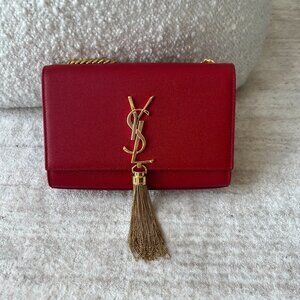 YSL Saint Laurent KATE SMALL CHAIN BAG GRAIN POUDRE EMBOSSED LEATHER